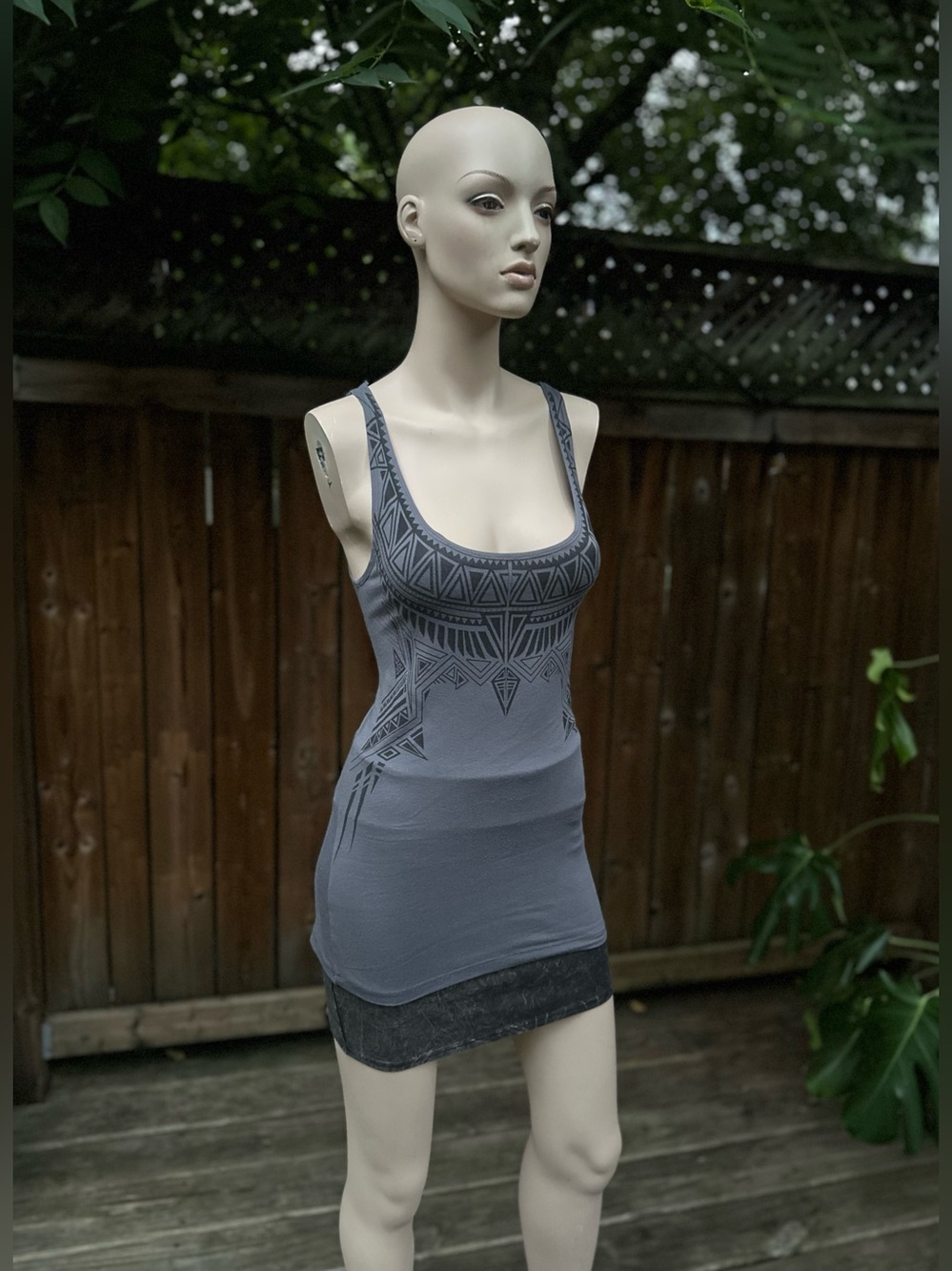 ‘Cleopatra’ Grey Tribal Patterned Tank Top